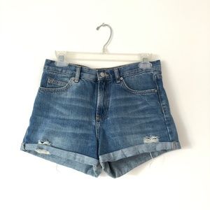 TOPSHOP Moto 'Rosa' Cuffed Denim Shorts